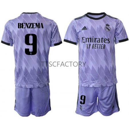 Fußballtrikots Real Madrid Karim Benzema 9 Kinder Auswärts Trikotsatz 2022-2023 Fußballtrikots Real Madrid Karim Benzema 9 Kinder Auswärts Trikotsatz 2022-2023